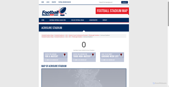 Security scan screenshot of https://www.footballstadiummap.com/ground/acrisure-stadium/pittsburgh-steelers