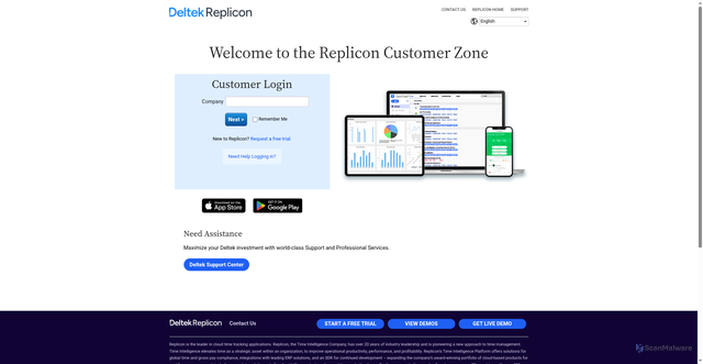 Security scan screenshot of https://eu1.replicon.com
