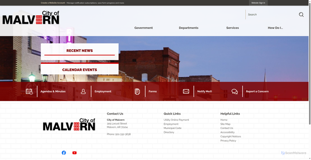 Security scan screenshot of https://malvernar.gov/