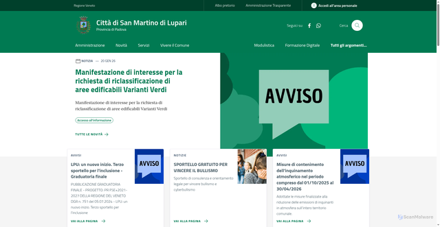 Security scan screenshot of https://www.comune.sanmartinodilupari.pd.it/