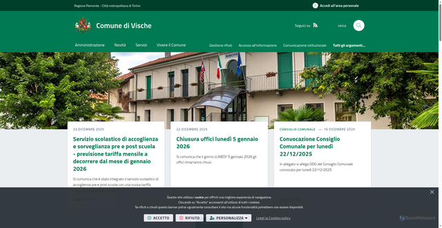 Security scan screenshot of https://www.comune.vische.to.it/it-it/home