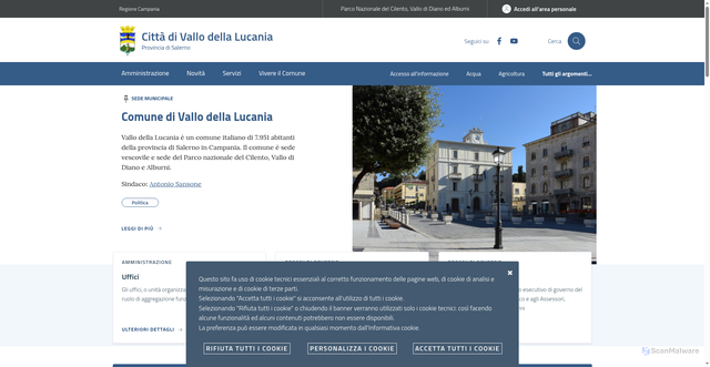 Security scan screenshot of https://www.comune.vallodellalucania.sa.it/