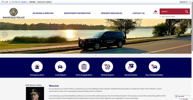 Security scan screenshot of https://www.wakefieldma.gov/160/Police