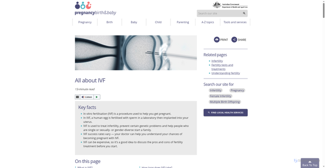 Security scan screenshot of https://www.pregnancybirthbaby.org.au/ivf