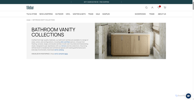 Security scan screenshot of https://www.tilebar.com/product-types/vanity/bathroom-vanity-collections.html