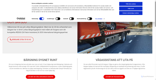 Security scan screenshot of https://lottasbargning.se