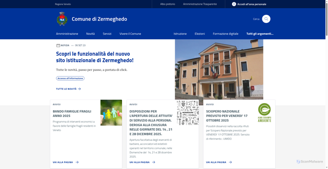 Security scan screenshot of https://www.comune.zermeghedo.vi.it/