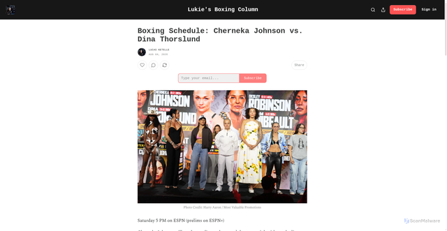 Security scan screenshot of https://lukieboxing.substack.com/p/boxing-schedule-cherneka-johnson