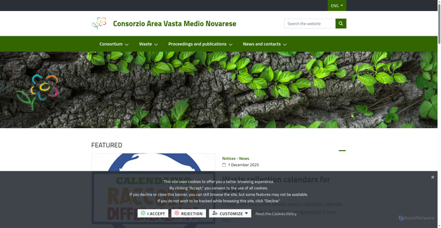 Security scan screenshot of https://www.consorziomedionovarese.it/it-it/home