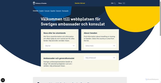 Security scan screenshot of https://swedenabroad.se