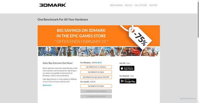 Security scan screenshot of https://3dmark.com