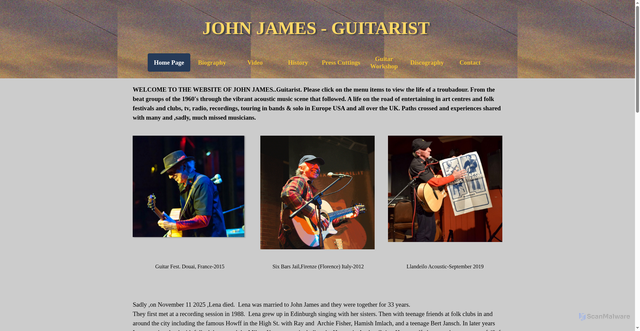 Security scan screenshot of https://www.johnjamesguitarist.com/