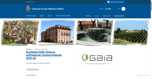 Security scan screenshot of https://www.comune.sanmartinoalfieri.at.it/