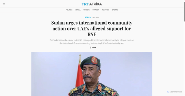 Security scan screenshot of https://www.trtafrika.com/english/article/9f5383f4860f
