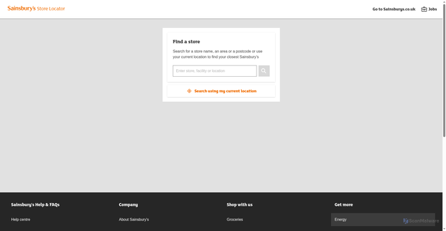Security scan screenshot of https://stores.sainsburys.co.uk