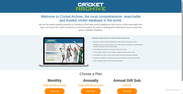 Security scan screenshot of https://cricketarchive.com/Archive/Players/1019/1019179/1019179.html
