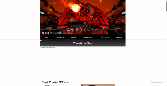 Security scan screenshot of https://www.wrexhamreddragons.com/wrexham-men