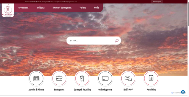 Security scan screenshot of https://www.cityofcolumbuswi.com/