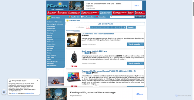 Security scan screenshot of https://prix.pcastuces.com