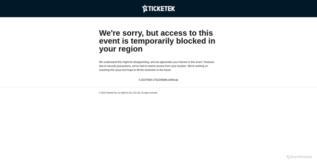 Security scan screenshot of https://acdc.ticketek.com.au/