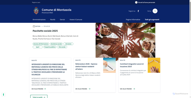 Security scan screenshot of https://comune.montasola.ri.it/