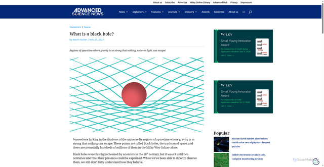 Security scan screenshot of https://www.advancedsciencenews.com/what-is-a-black-hole/