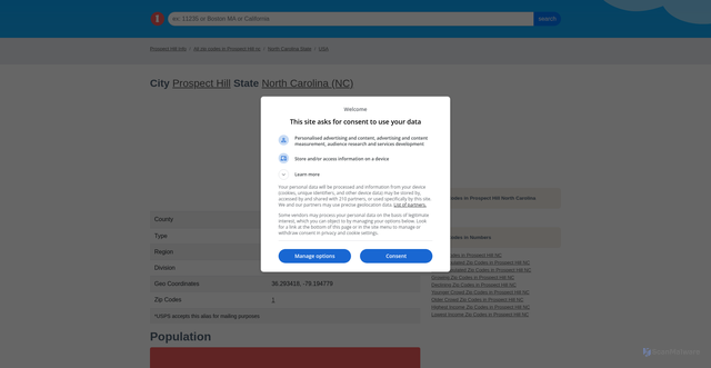 Security scan screenshot of https://localistica.com/usa/nc/prospect%20hill/