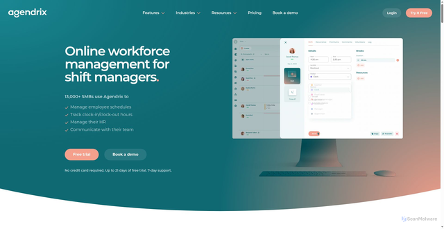Security scan screenshot of https://agendrix.com