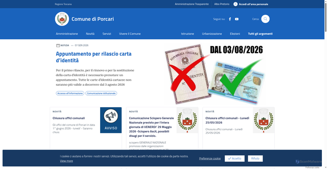 Security scan screenshot of https://www.comunediporcari.org