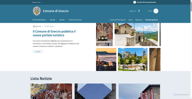 Security scan screenshot of https://www.comune.greccio.ri.it/