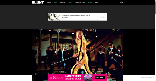 Security scan screenshot of https://bluntmag.com.au/news/were-finally-getting-kill-bill-the-whole-bloody-affair/