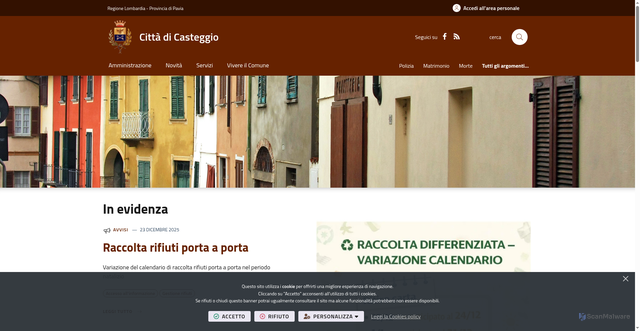 Security scan screenshot of https://www.comune.casteggio.pv.it/it-it/home