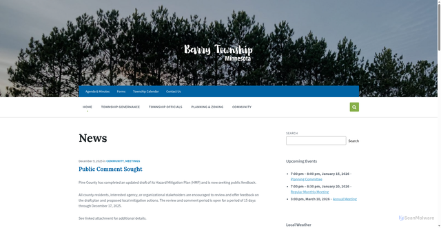 Security scan screenshot of https://barrytownshipmn.gov/
