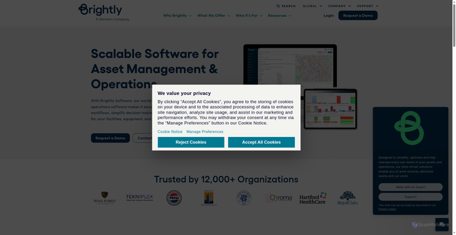 Security scan screenshot of https://www.brightlysoftware.com