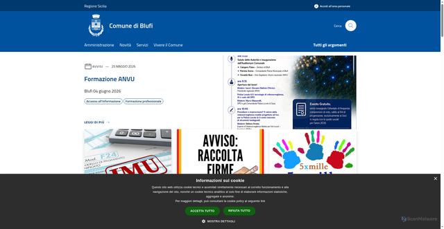 Security scan screenshot of https://www.comune.blufi.pa.it