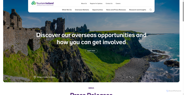 Security scan screenshot of https://www.tourismireland.com/