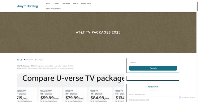 Security scan screenshot of https://amythardingr.pages.dev/iqcra-att-tv-packages-2025-nvcaj/