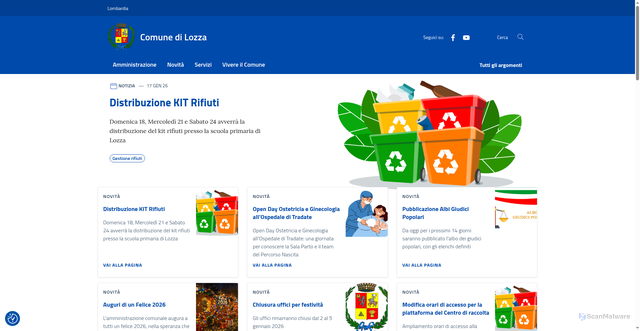 Security scan screenshot of https://comune.lozza.va.it/