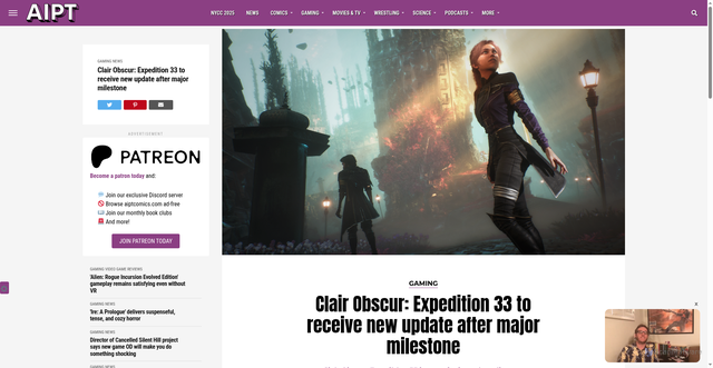 Security scan screenshot of https://aiptcomics.com/2025/10/08/clair-obscur-expedition-33-new-update/
