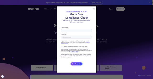 Security scan screenshot of https://www.osano.com