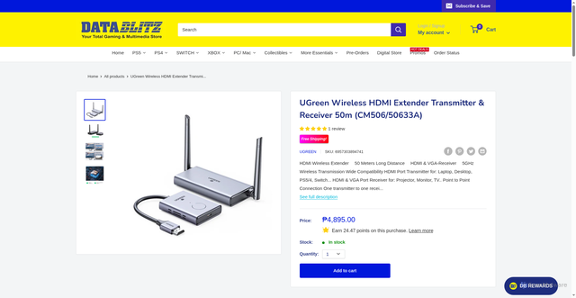 Security scan screenshot of https://ecommerce.datablitz.com.ph/products/ugreen-wireless-hdmi-extender-transmitter-receiver-50m-cm506-50633a
