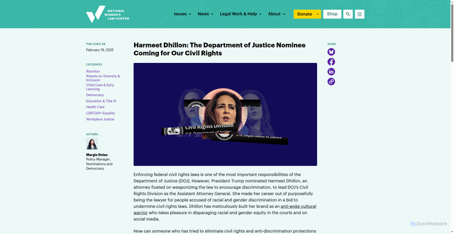Security scan screenshot of https://nwlc.org/harmeet-dhillon-the-department-of-justice-nominee-coming-for-our-civil-rights/