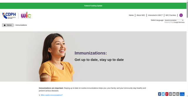 Security scan screenshot of https://myfamily.wic.ca.gov/Home/Immunizations
