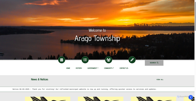 Security scan screenshot of https://aragotownshipmn.gov/