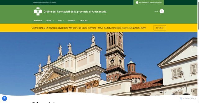 Security scan screenshot of https://www.ordinefarmacistial.it/