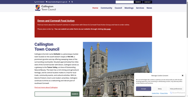 Security scan screenshot of https://callington-tc.gov.uk/