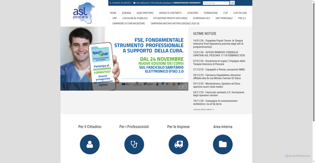 Security scan screenshot of https://www.asl.pe.it/