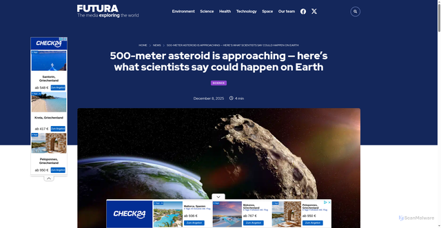 Security scan screenshot of https://www.futura-sciences.com/en/500-meter-asteroid-is-approaching-heres-what-scientists-say-could-happen-on-earth_21989/