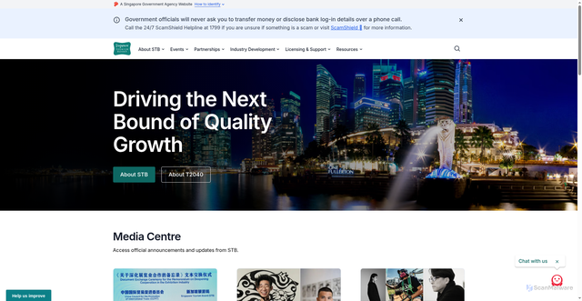 Security scan screenshot of https://stb.gov.sg