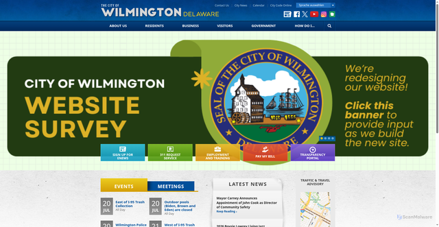 Security scan screenshot of https://www.wilmingtonde.gov/